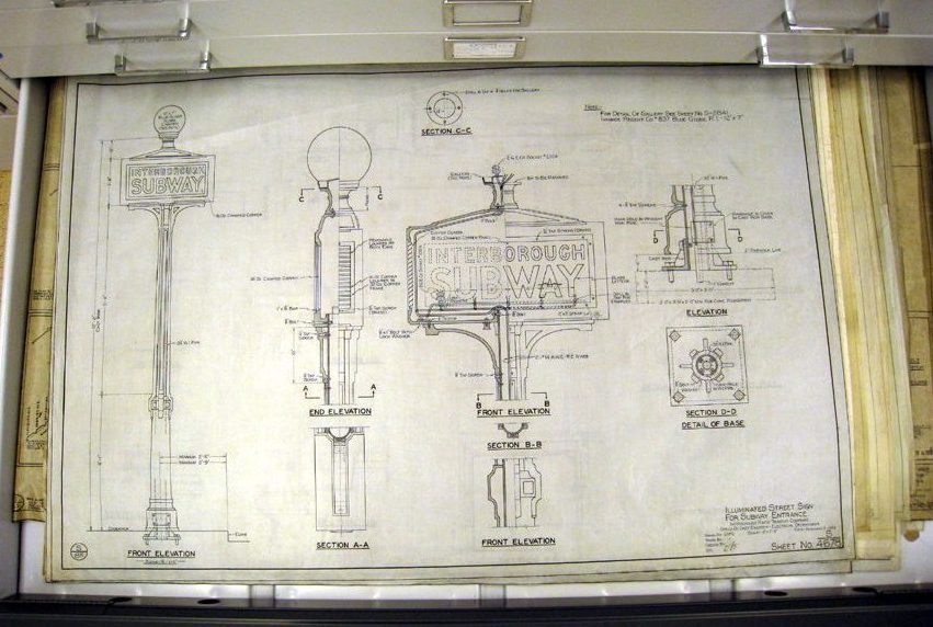 Subway Sign in Drawer at Transit Museum Archives