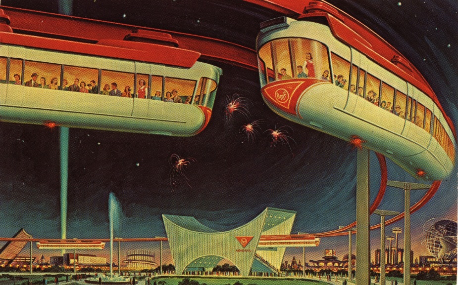 TRAVELING IN THE WORLD OF TOMORROW AMF Monorail, 1964-65 New York World's Fair. Courtesy of Found Image Press