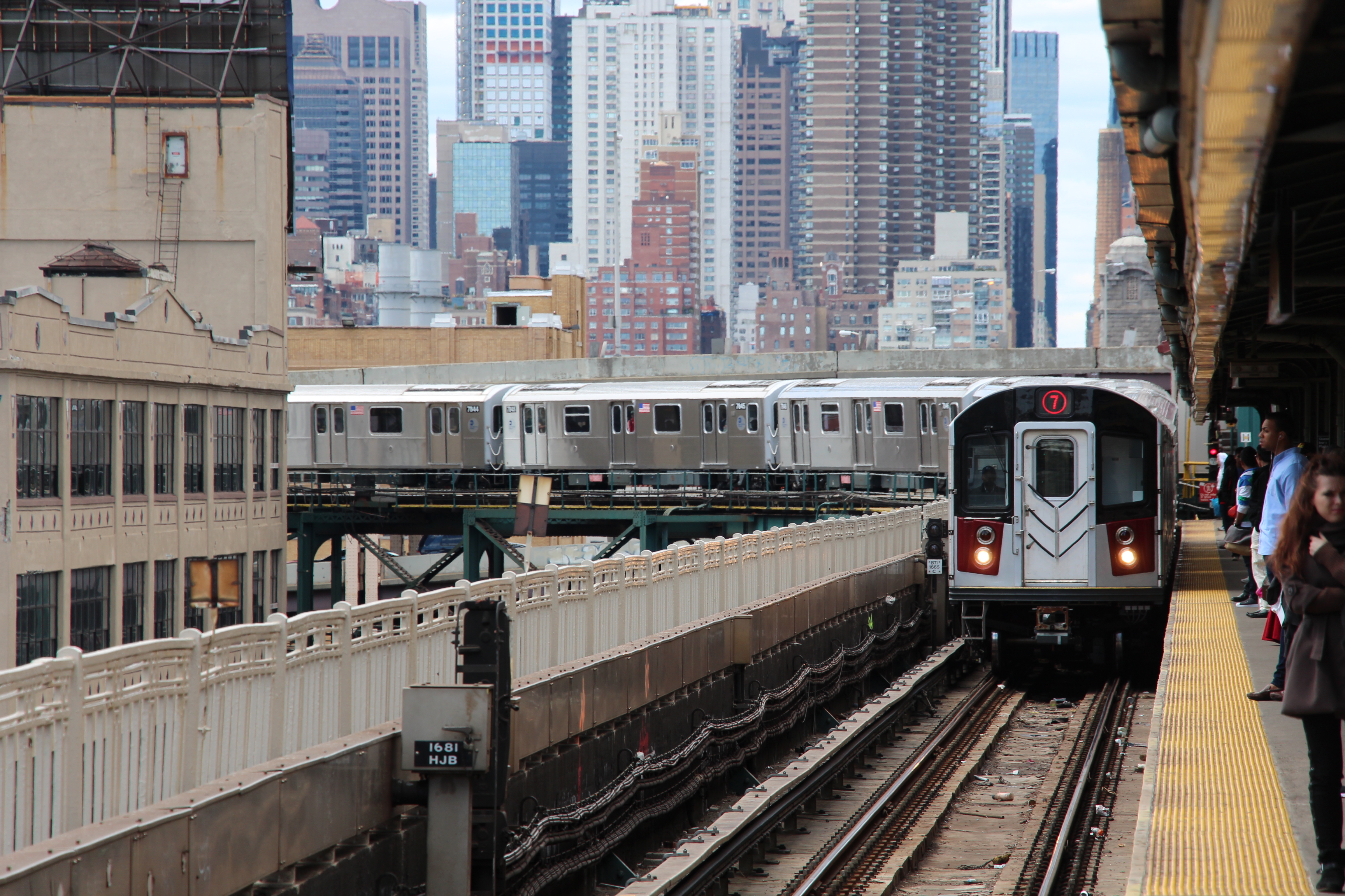 7 Train running on elevated tracks in Long Island City