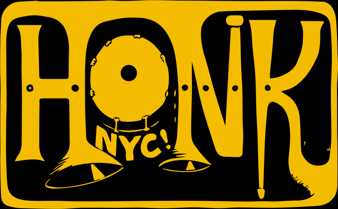 HONK NYC logo in yellow on black background