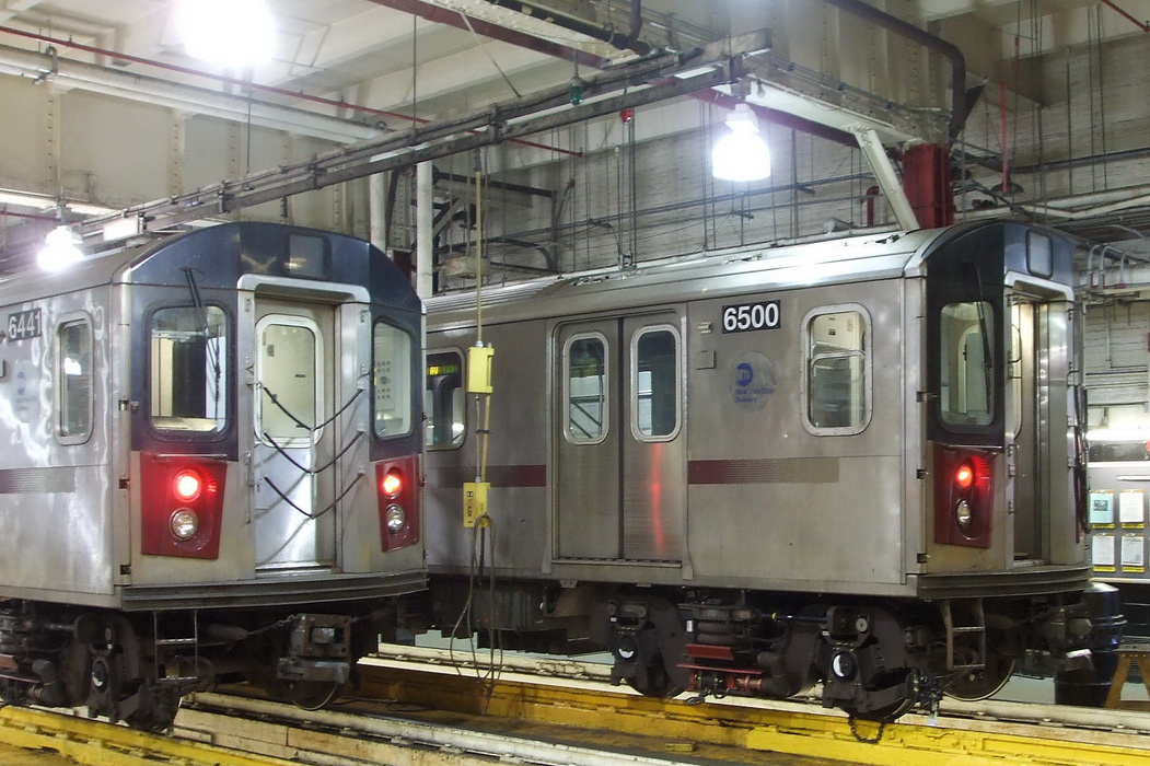 Trains in shop at 239th Street