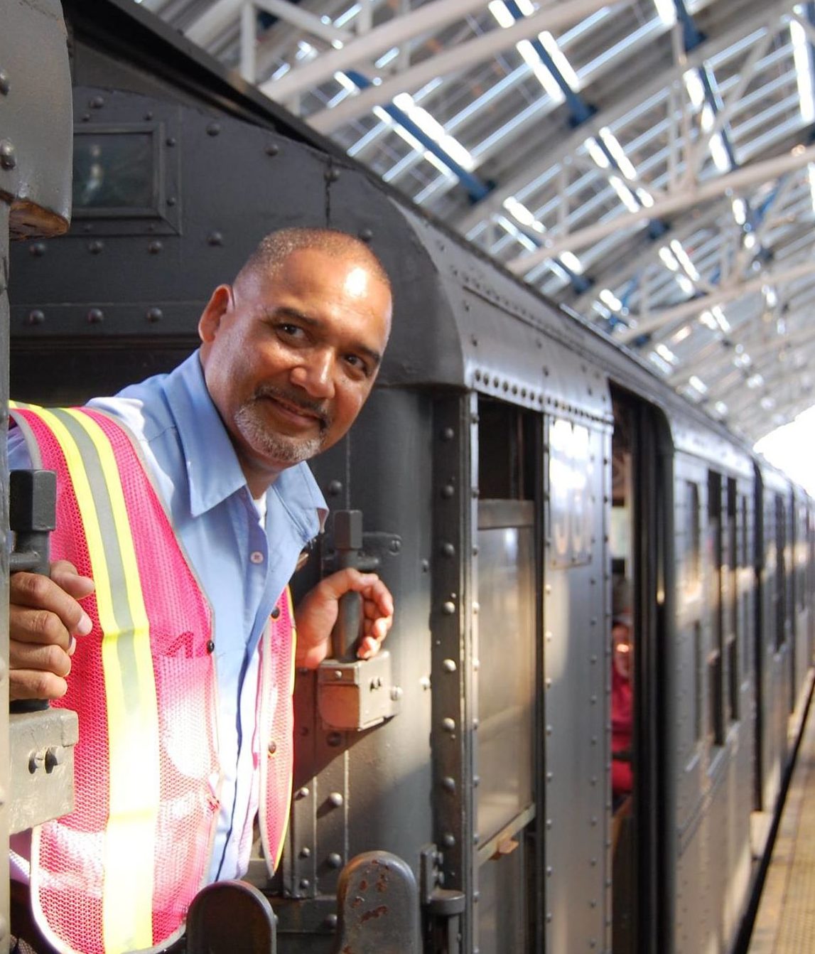 Conductor of R1-9 Vintage Train Car at Coney Island Stillwell Avenue Station