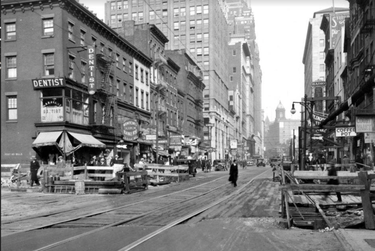1930s scene of Court Street in downtown Brooklyn