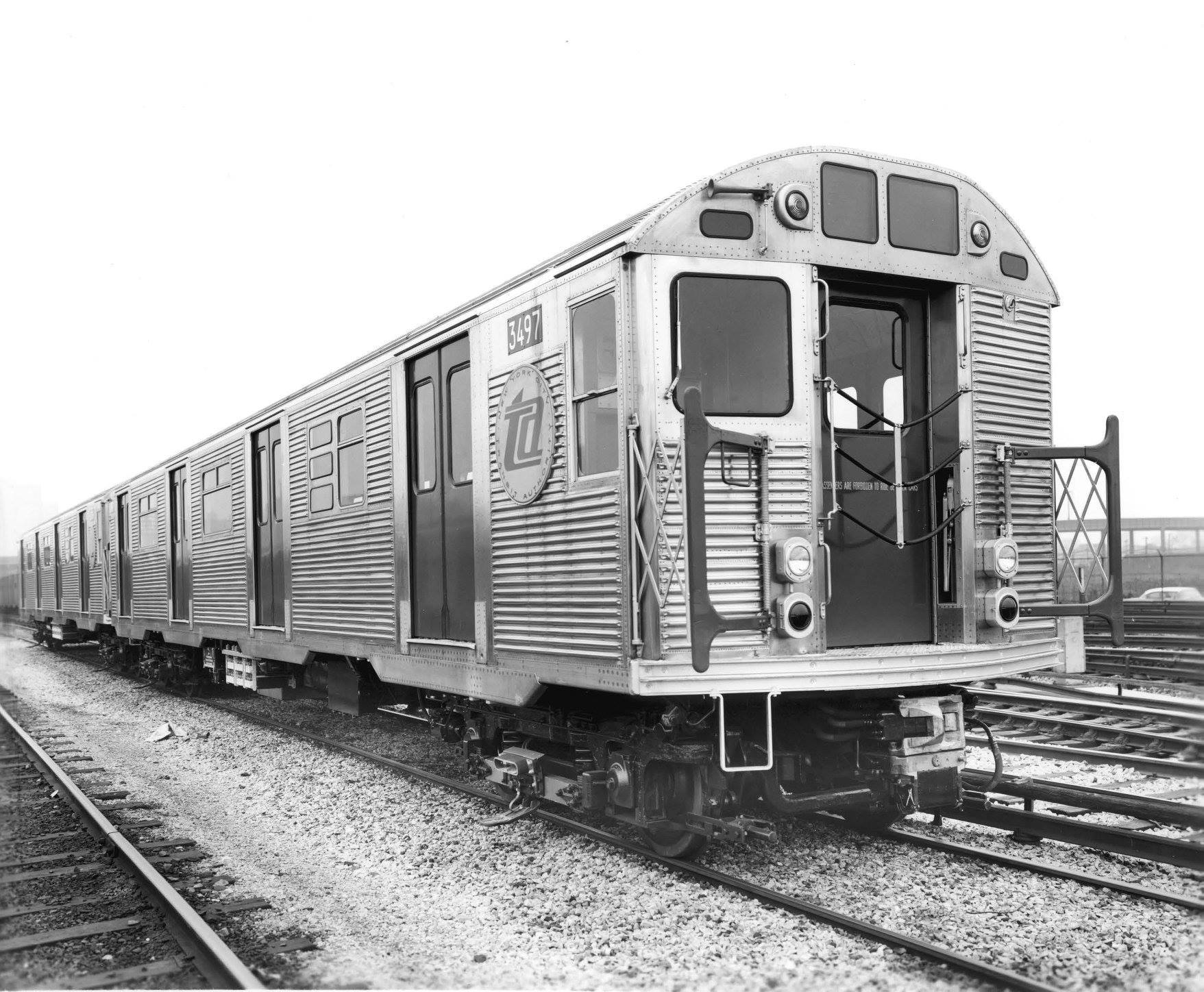 Train of R-32 cars on tracks