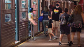 The New York Transit Museum hosts a preview for members on Fri., August 13, 2021 before reopening to the public on Saturday. (Marc A. Hermann / MTA)