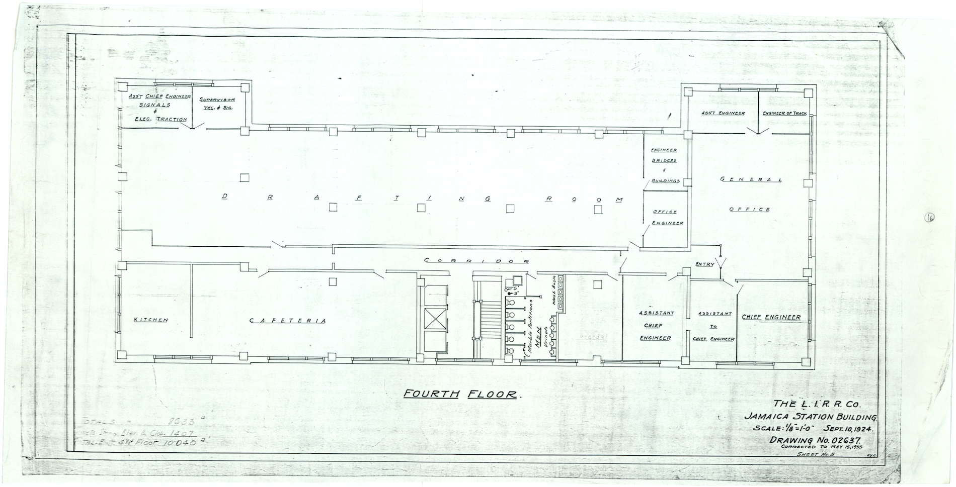 “The L.I.R.R. Co. Jamaica Station Building” (Fourth Floor) Drawing No. 02637, May 15, 1955.