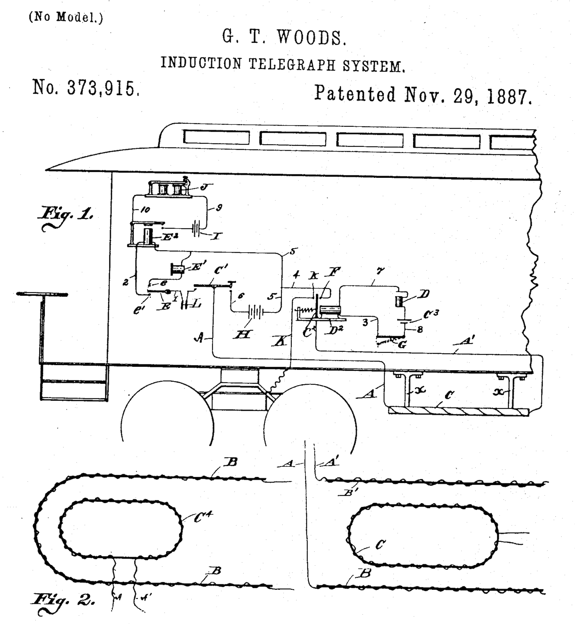 1887 US373915 Induction Telegraph System