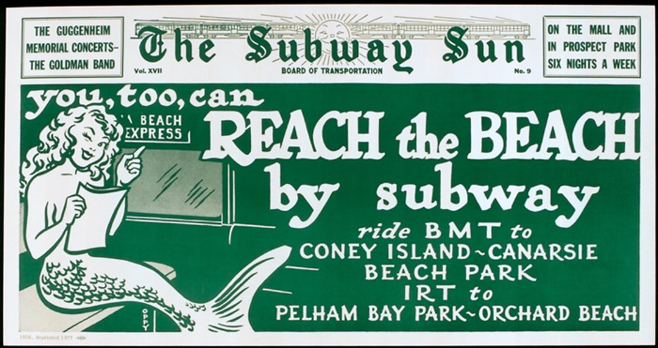 1950 Subway Sun Ad - You Too Can Reach the Beach by Subway