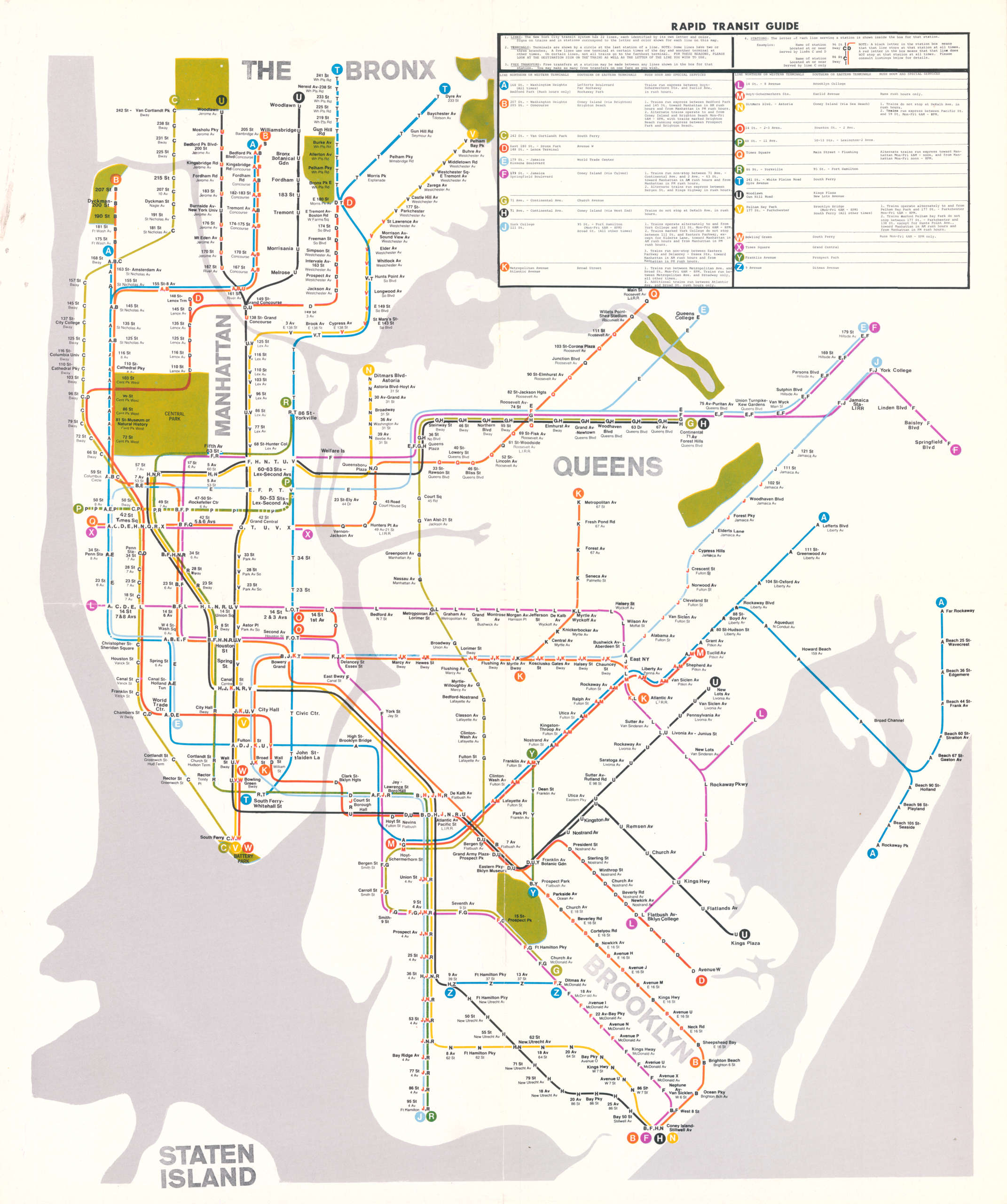 Rapid Transit Guide, c. 1970 – 1971, 1996.1002.10; New York Transit Museum Collection.