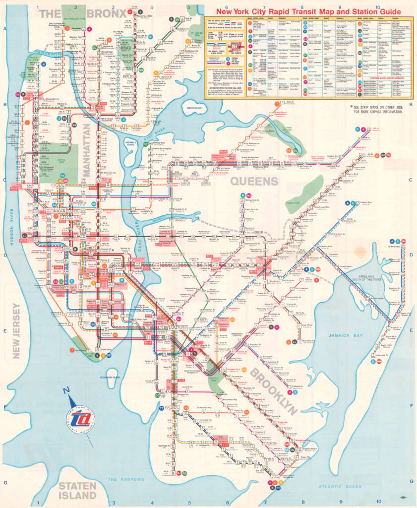 New York City Rapid Transit Map and Station Guide, 1967, 1996.1002.8; New York Transit Museum Map Collection.