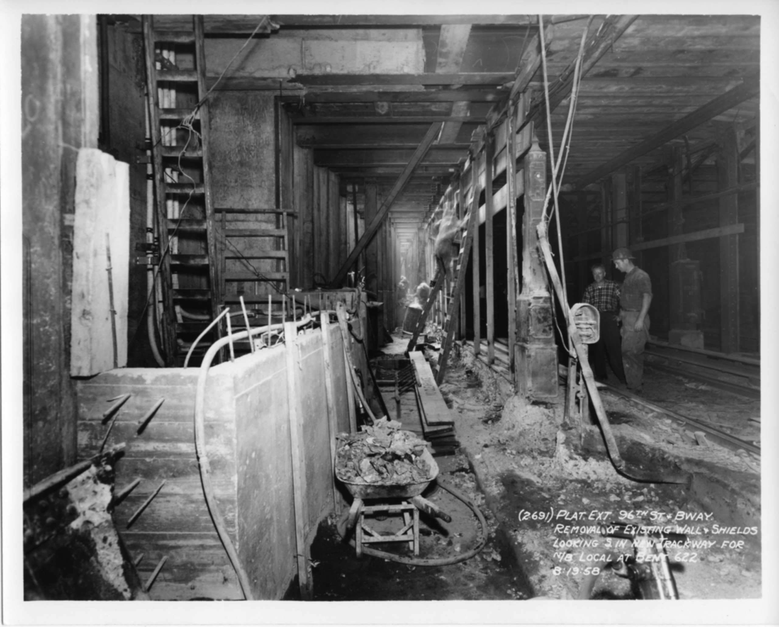 Finished section of subway tunnel beneath Elm Street (now Lafayette Street) and Bleecker Street, 1902.