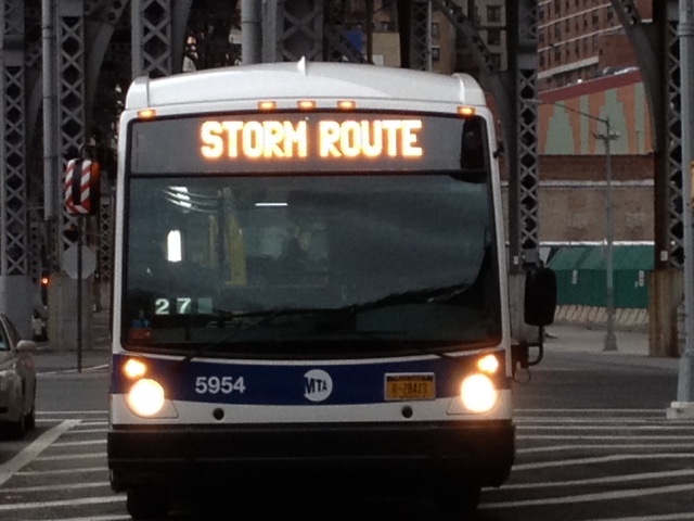 Bus featuring notice Storm Route