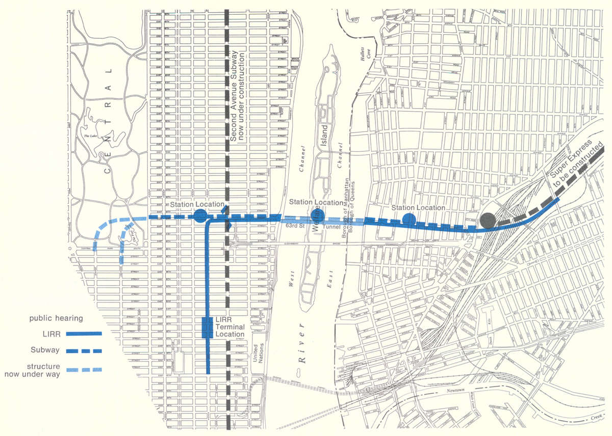 Diagram of 63rd Street Extension project, 1972 
