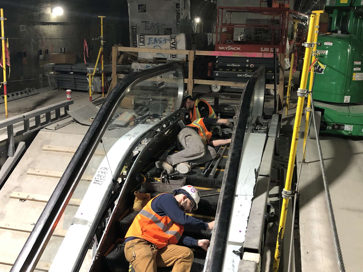Installing escalators in the LIRR terminal, 2019 