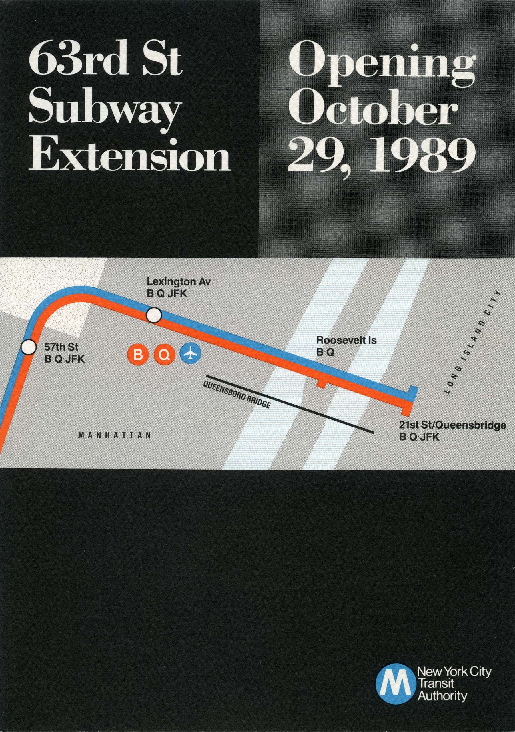 63rd Street Extension opening invitation, 1989