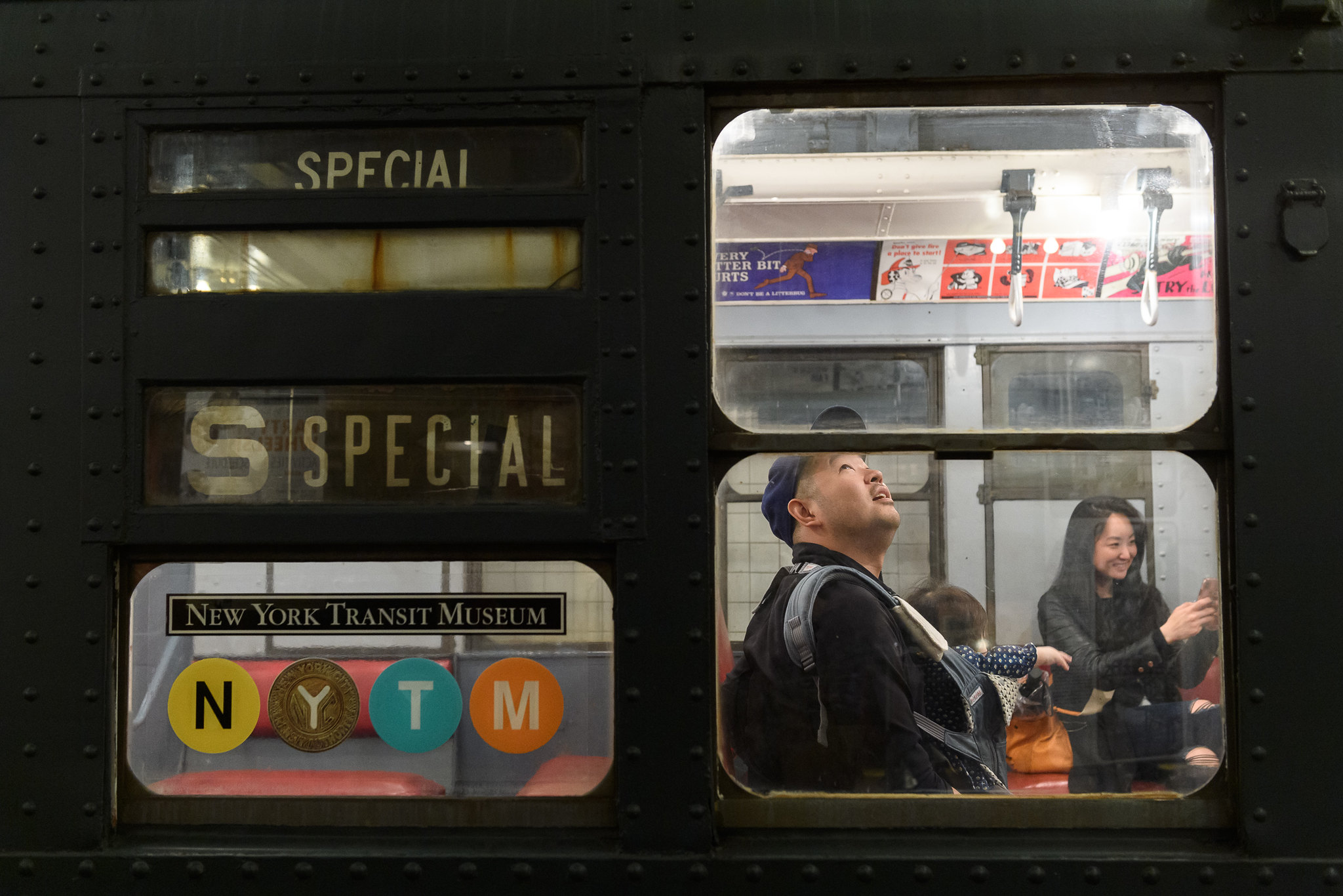 family in vintage train car