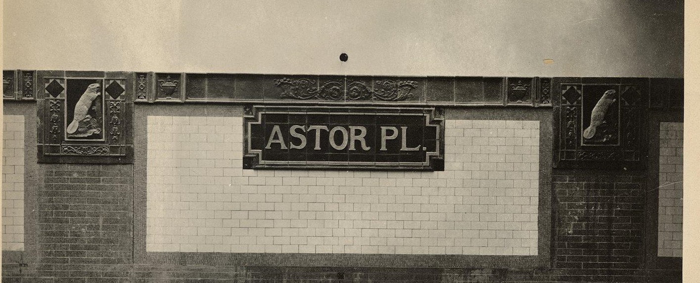 Photo of Astor place sign and beaver mosaics