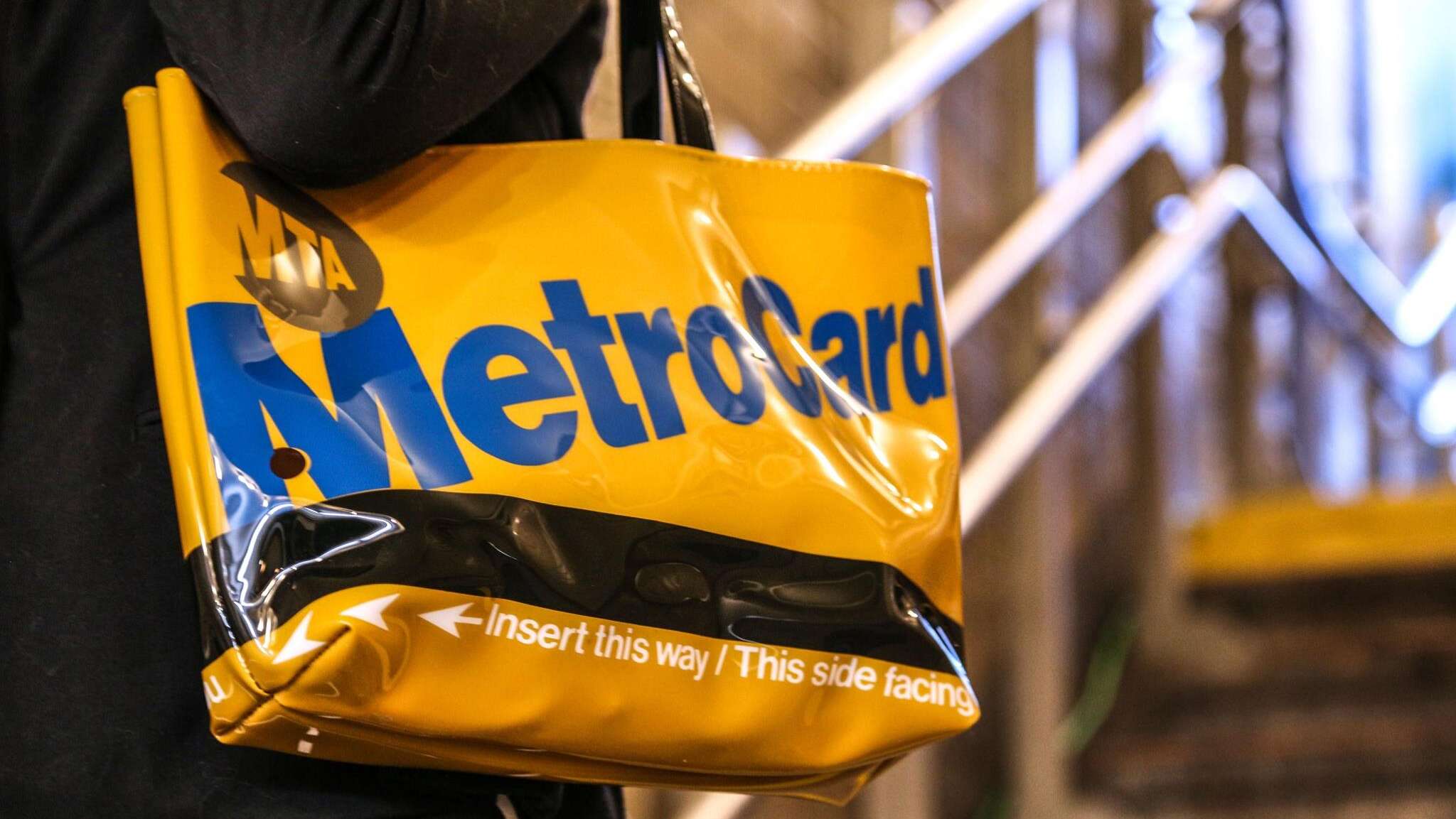 Yellow tote bag with metrocard logo
