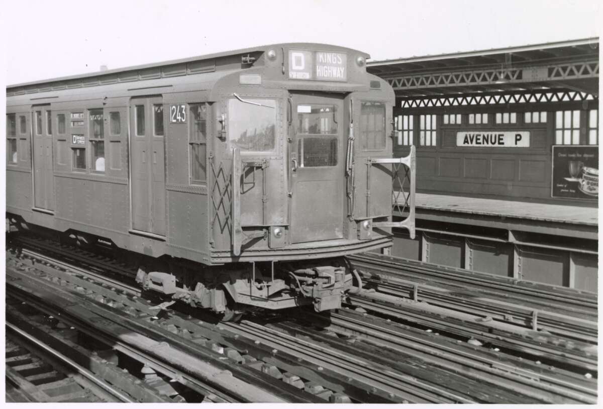 R-6-2 car at Avenue P, Brooklyn, 1955