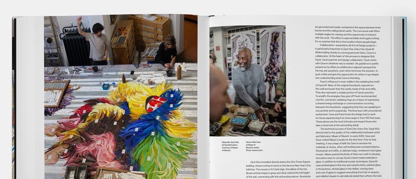 Spread from book featuring artist Nick Cave.