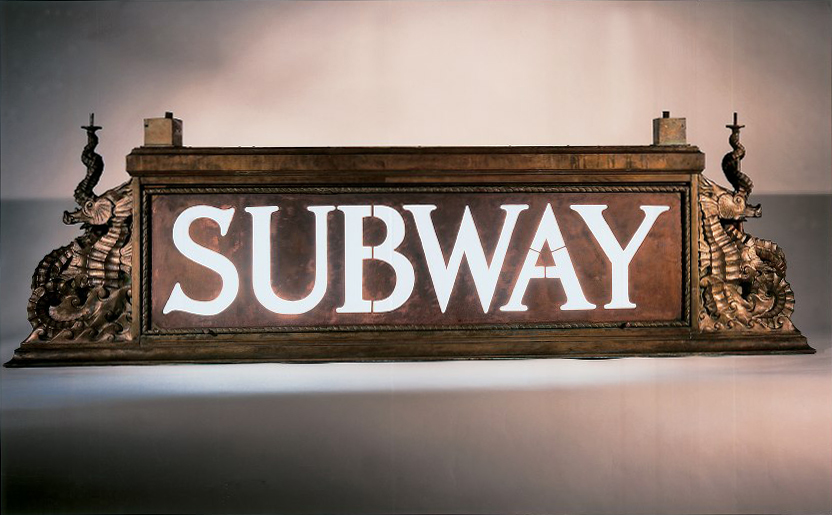 Decorative SUBWAY signage from the New York Transit Museum Collection