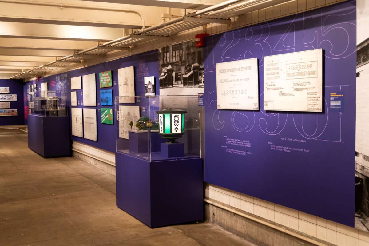 The Subway Is... Exhibit at the Museum in Brooklyn, photographs, artifacts and drawings from the collection are shown