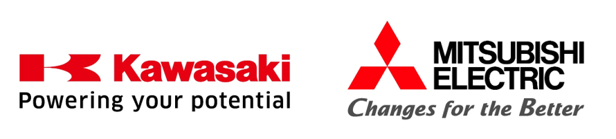 Kawasaki and Mitsubishi Electric Logos