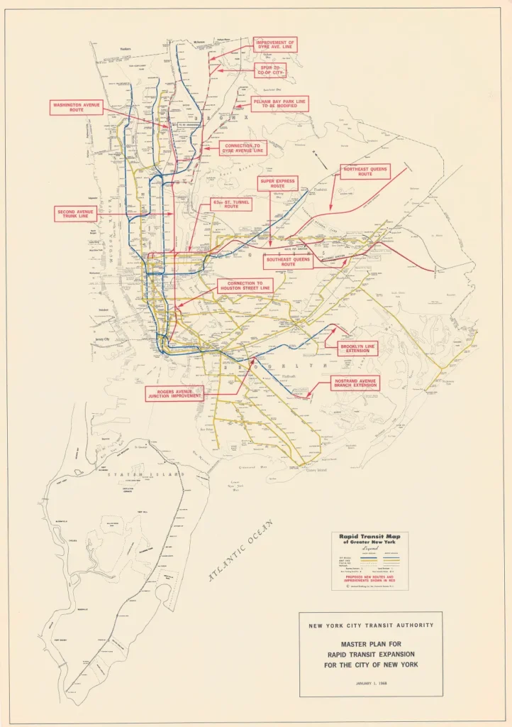 Map improvements to subways and bridges in 1968