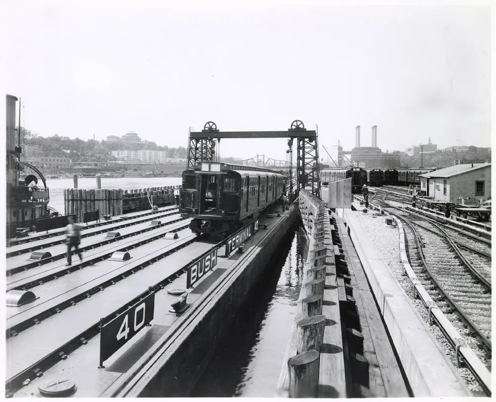 R1 cars being unloaded at Bush Terminal, c. 1931