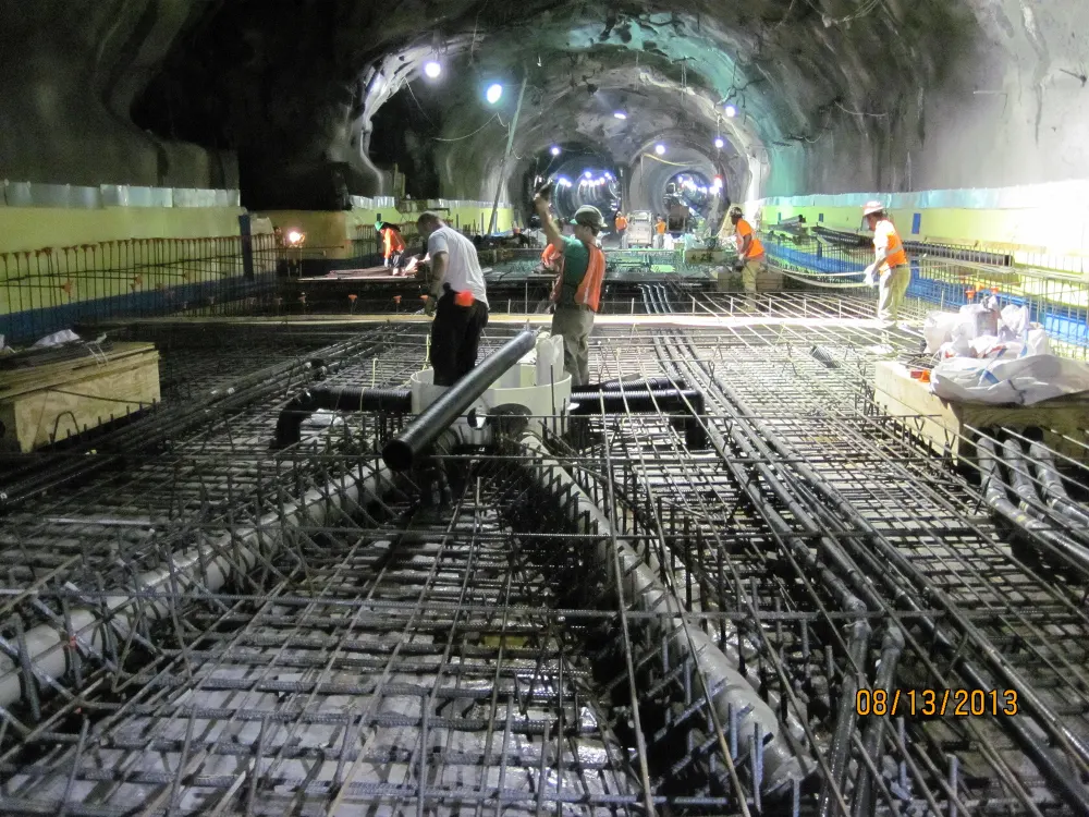 Construction workers Installing rebar in the GCT cavern