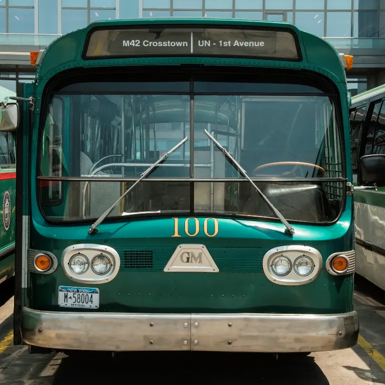 Green vintage bus 100
