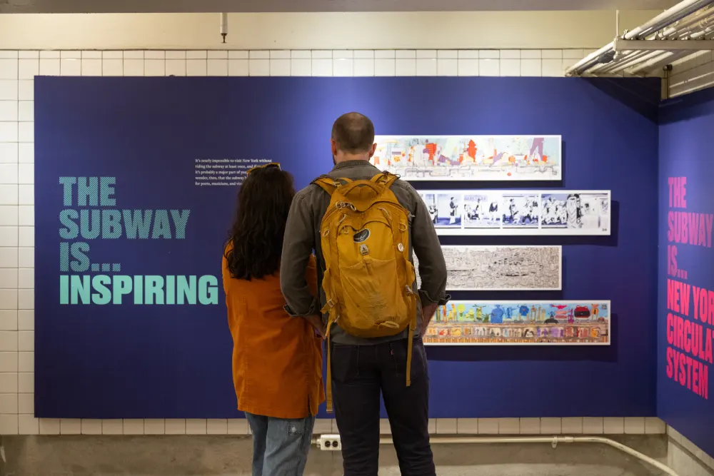 Couple viewing museum exhibit