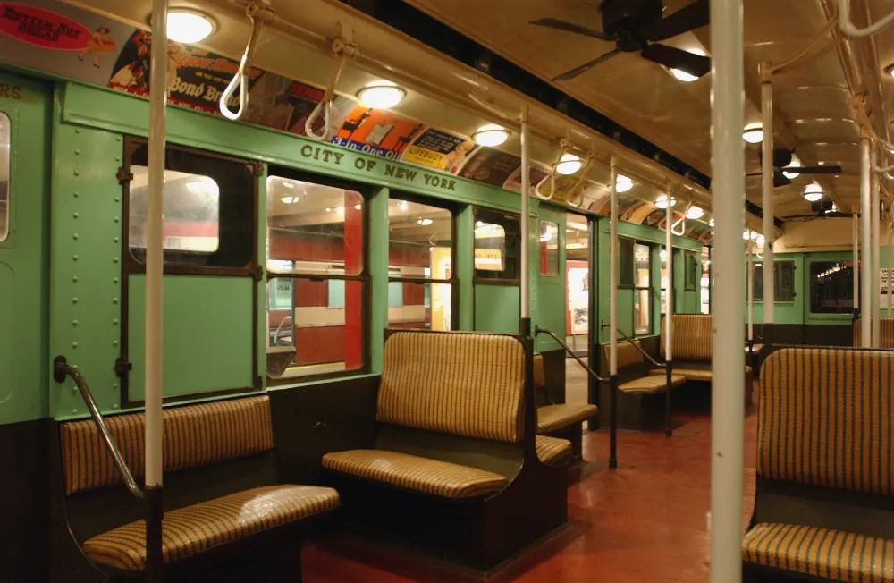 Interior of car 484 on view at the museum