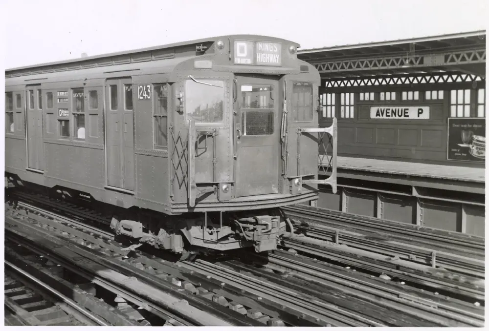 R62 car at Avenue P, Brooklyn, 1955