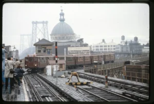 Lo-V Cars on 1979 Fan Trip in Williamsburg
Photo by Ralph Curcio
New York Transit Museum
