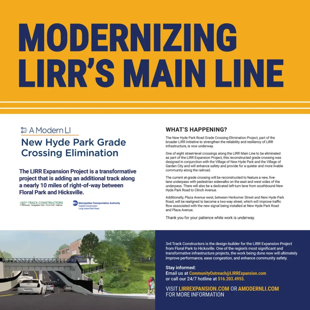 Notice for New Hyde Park modernization