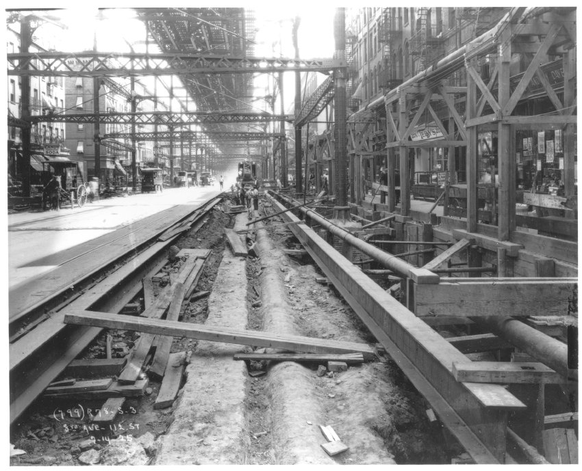 Excavation and construction of subway.