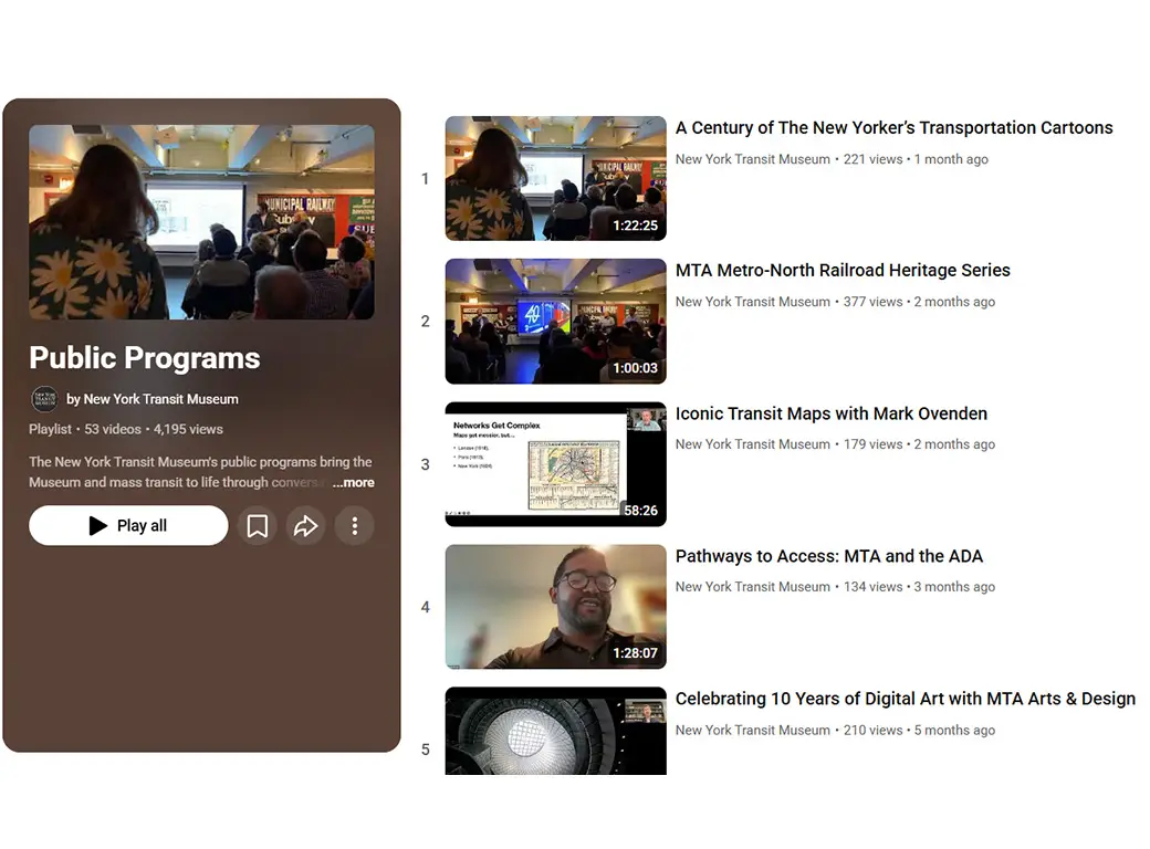 Screenshot of public programs playlist