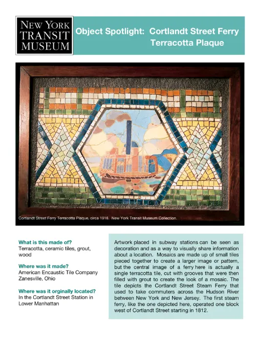 Screenshot of teacher resource for Cortland St Ferry Plaque