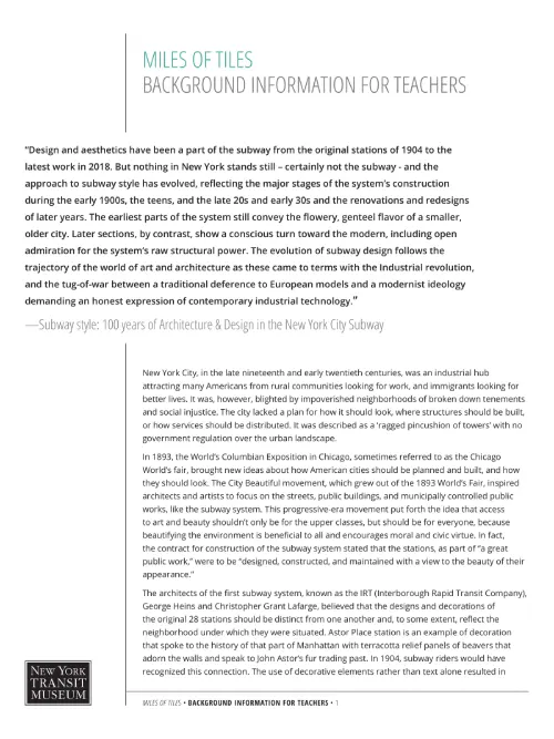 Screen shot of lesson plan for Miles of Tiles