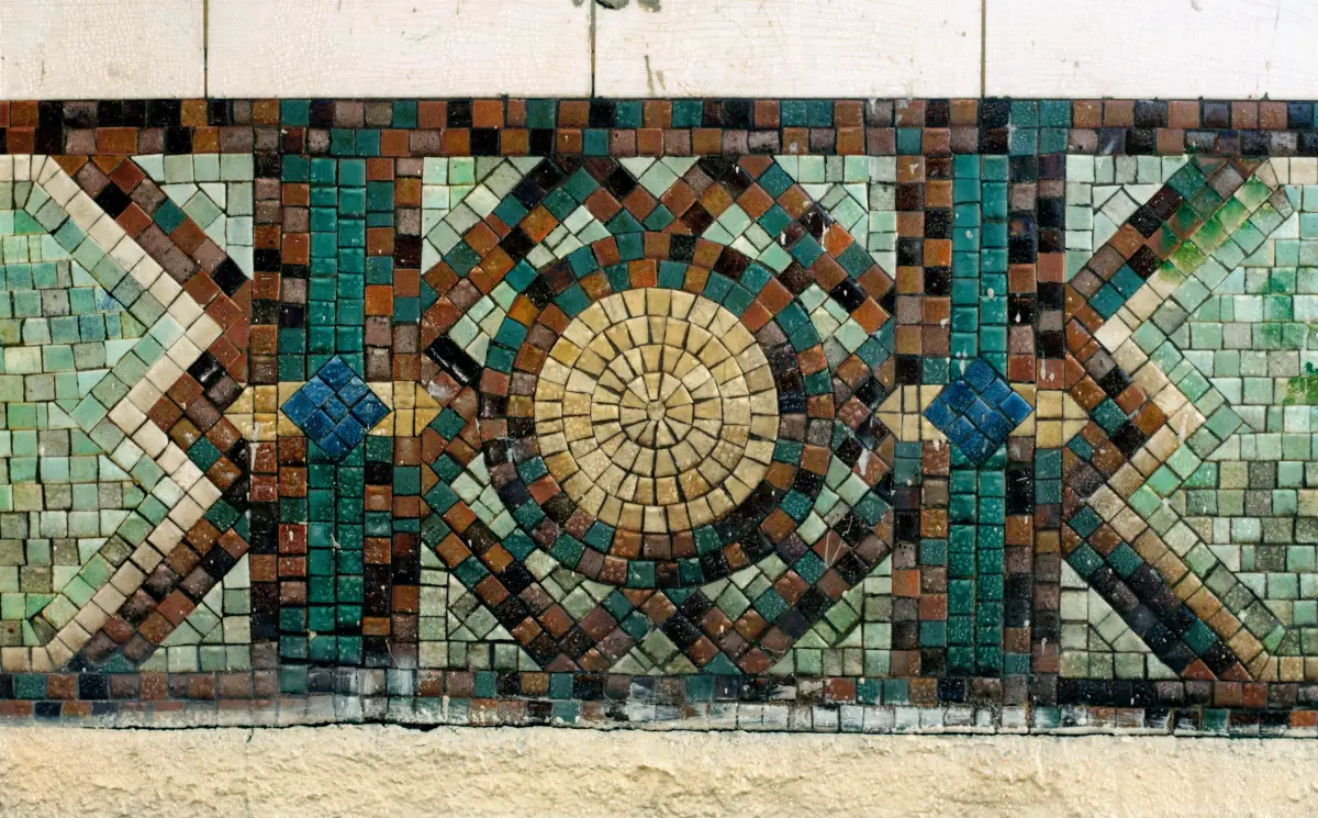Blue and brown subway mosaic