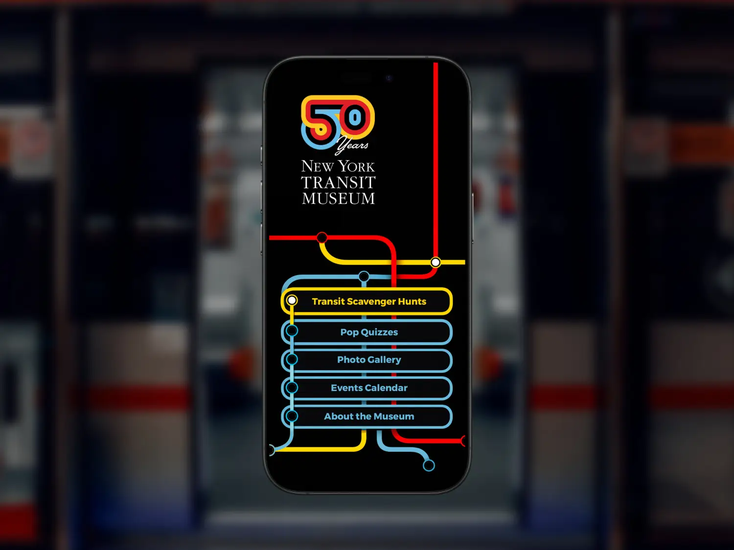 New York Transit Museum App Homepage