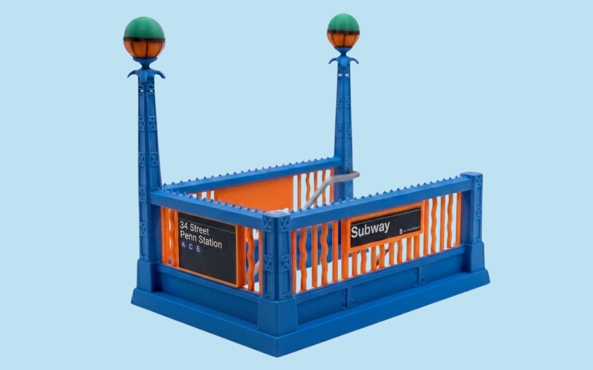 3D printed model of knicks-themed subway entrance